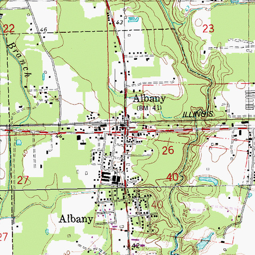 Topographic Map of Albany, LA