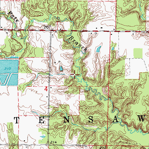 Topographic Map of Pate Branch, AR