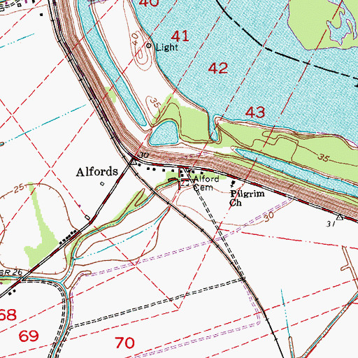 Topographic Map of Alford Cemetery, LA