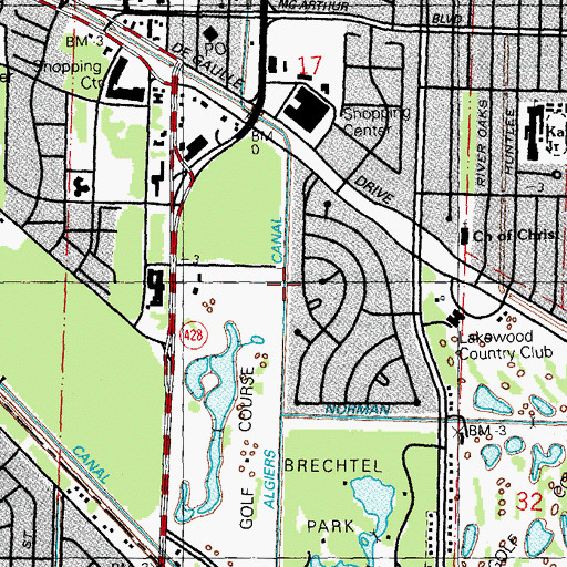 Topographic Map of Algiers Canal, LA