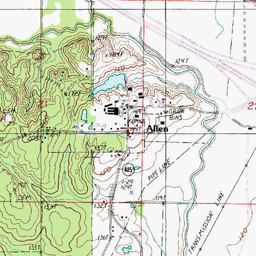 Topographic Map of Allen, LA