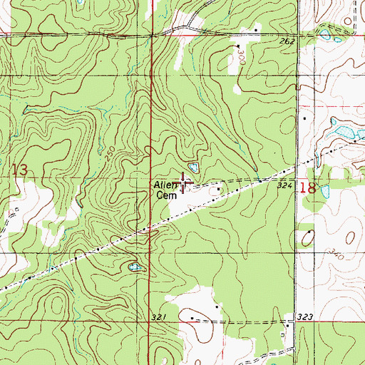 Topographic Map of Allen Cemetery, LA