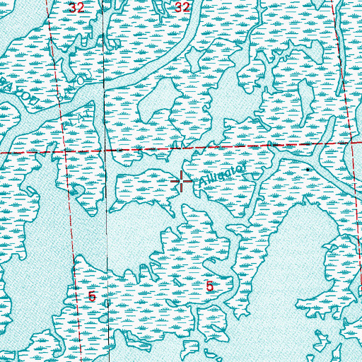 Topographic Map of Alligator Bayou, LA