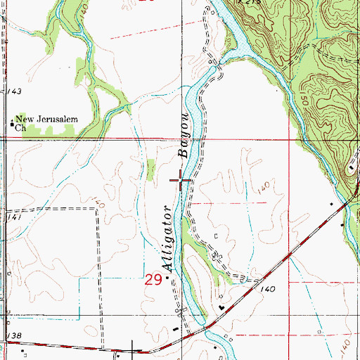 Topographic Map of Alligator Bayou, LA