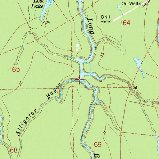 Topographic Map of Alligator Bayou, LA