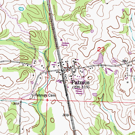 Topographic Map of Patmos, AR