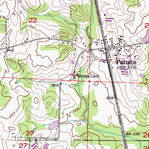 Topographic Map of Patmos Cemetery, AR
