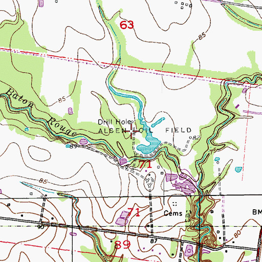 Topographic Map of Alsen Oil Field, LA