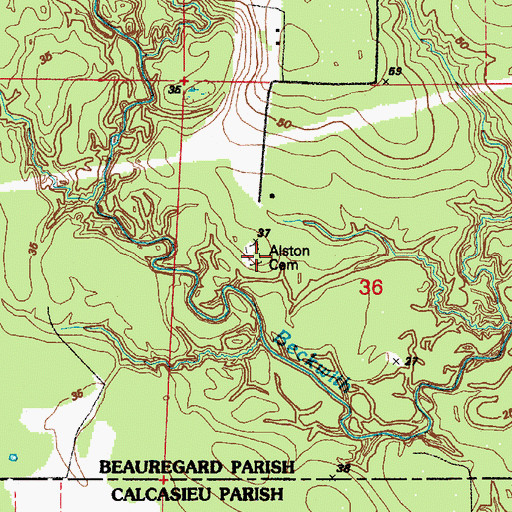 Topographic Map of Alston Cemetery, LA