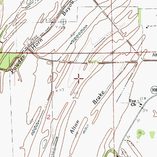 Topographic Map of Alton Brake, LA