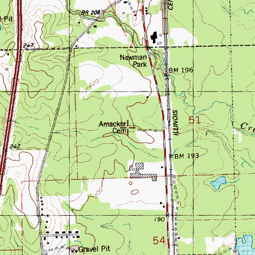 Topographic Map of Amacker Cemetery, LA