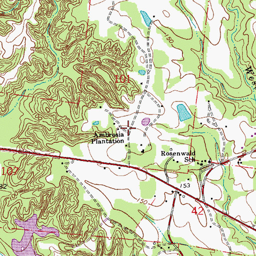 Topographic Map of Ambrosia Plantation, LA