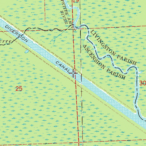 Topographic Map of Amite River Diversion Canal, LA