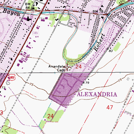 Topographic Map of Anandale Cemetery, LA