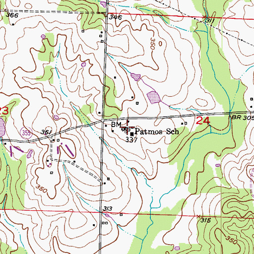 Topographic Map of Patmos School, AR