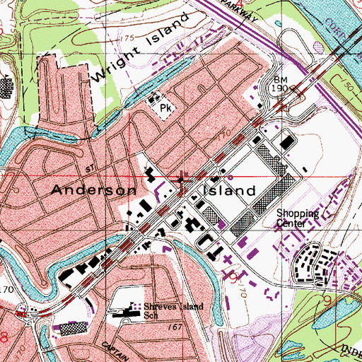 Topographic Map of Anderson Island, LA