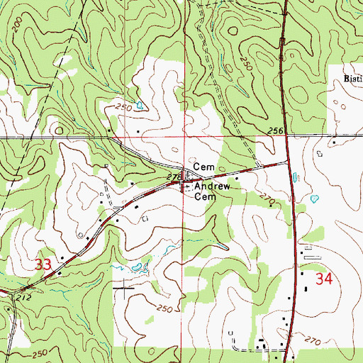 Topographic Map of Andrews Chapel Cemetery, LA