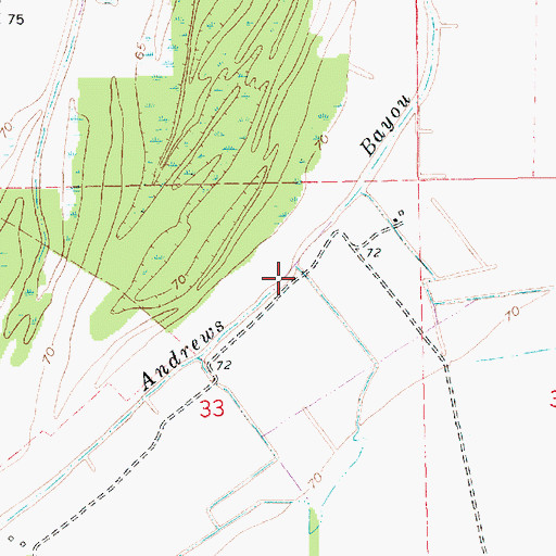 Topographic Map of Andrews Bayou, LA