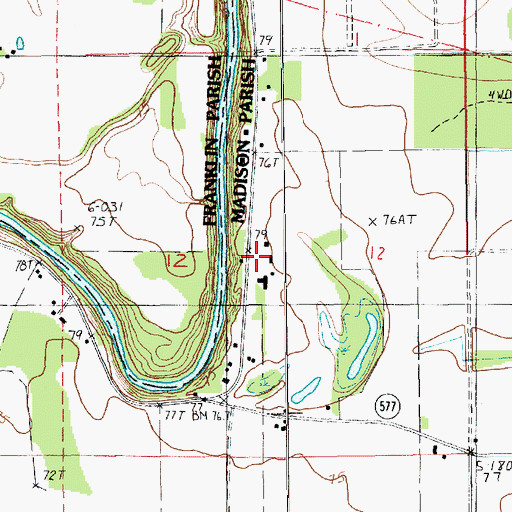 Topographic Map of Andrews School, LA