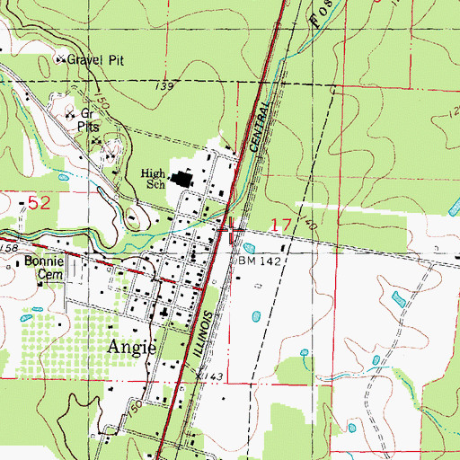 Topographic Map of Angie, LA