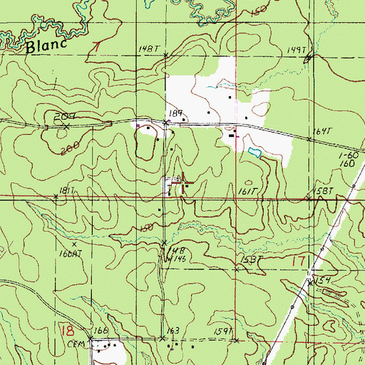 Topographic Map of Anthony Church, LA