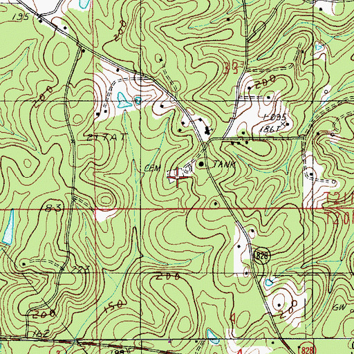 Topographic Map of Antioch Cemetery, LA
