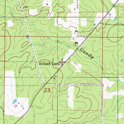 Topographic Map of Antioch Cemetery, LA