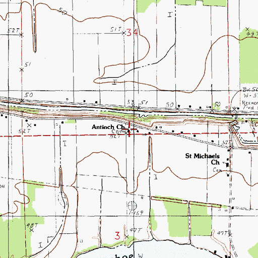 Topographic Map of Antioch Church, LA