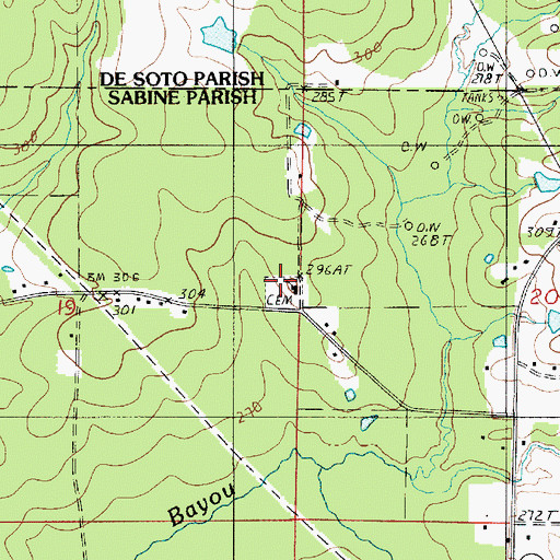 Topographic Map of Antioch Church, LA