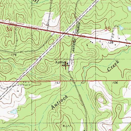 Topographic Map of Antioch Church, LA