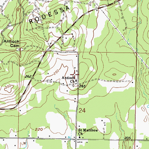 Topographic Map of Antioch Church, LA