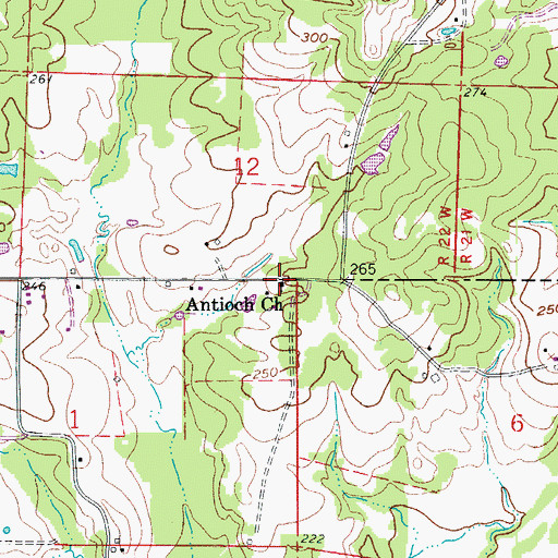 Topographic Map of Antioch Church, LA