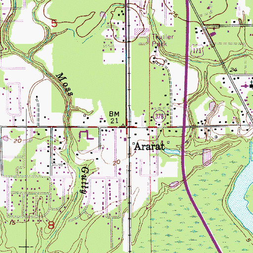 Topographic Map of Ararat, LA