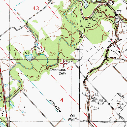 Topographic Map of Arceneaux Cemetery, LA