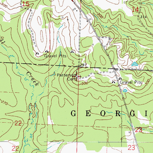 Topographic Map of Patterson Cemetery, AR