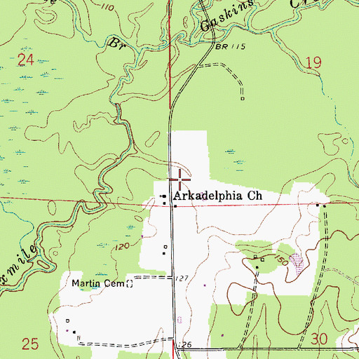 Topographic Map of Arkadelphia Church, LA