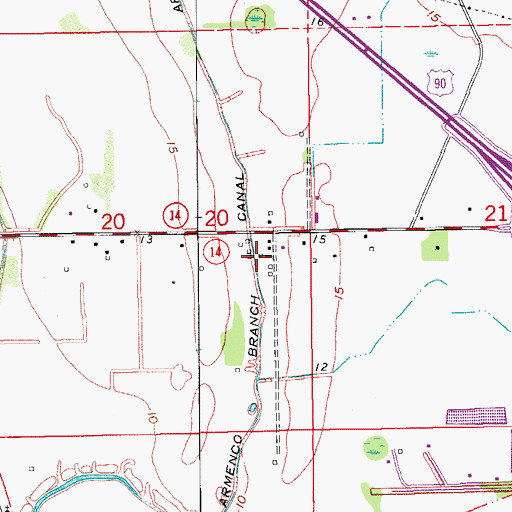 Topographic Map of Armenco Branch Canal, LA