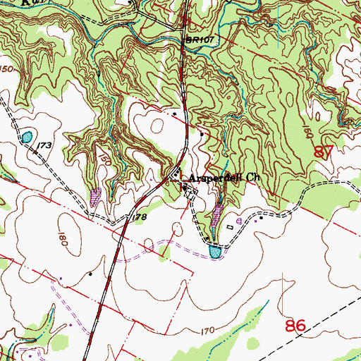 Topographic Map of Arsperdell Church, LA