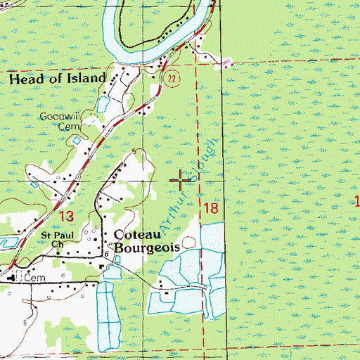 Topographic Map of Arthur Slough, LA