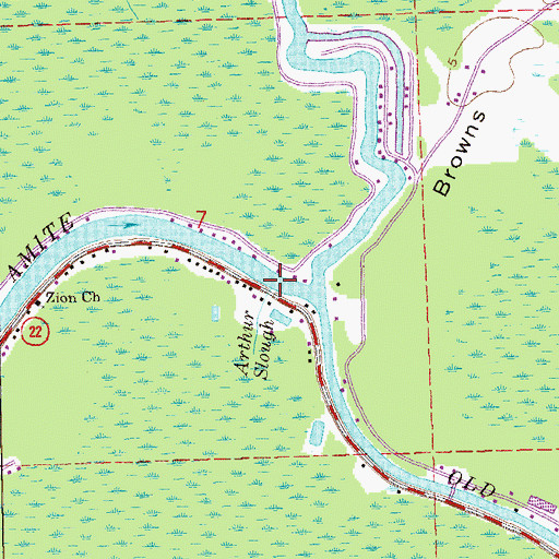 Topographic Map of Arthur Slough, LA