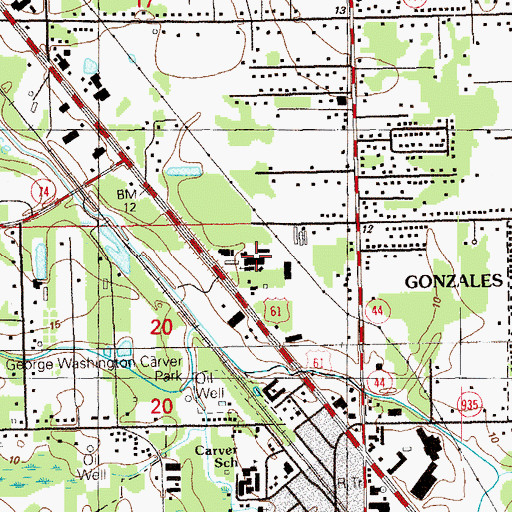 Topographic Map of Ascension Church, LA