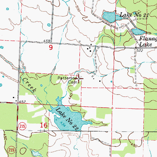 Topographic Map of Patterson Cemetery, AR