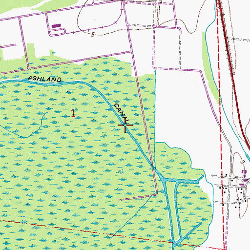 Topographic Map of Ashland Canal, LA