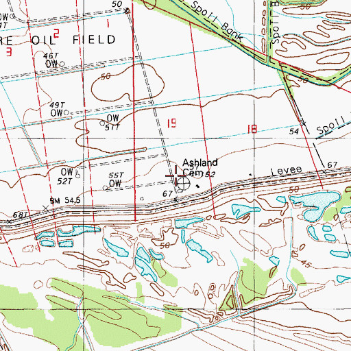 Topographic Map of Ashland Cemetery, LA