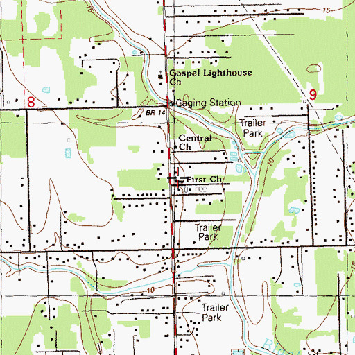 Topographic Map of Assembly of God Church, LA