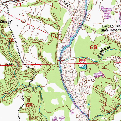 Topographic Map of Asylum Creek, LA