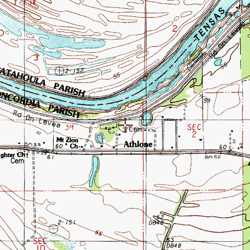 Topographic Map of Athlone Cemetery, LA