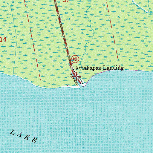 Topographic Map of Attakapas Landing, LA
