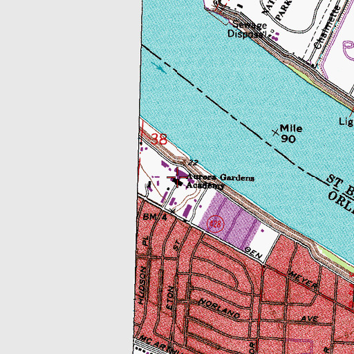 Topographic Map of Aurora Gardens Academy, LA