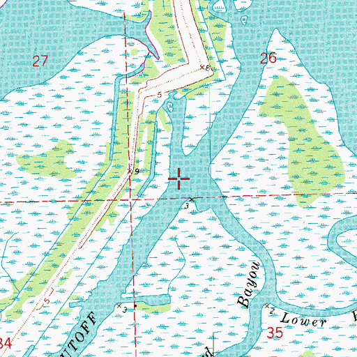 Topographic Map of Avoca Island Cutoff, LA